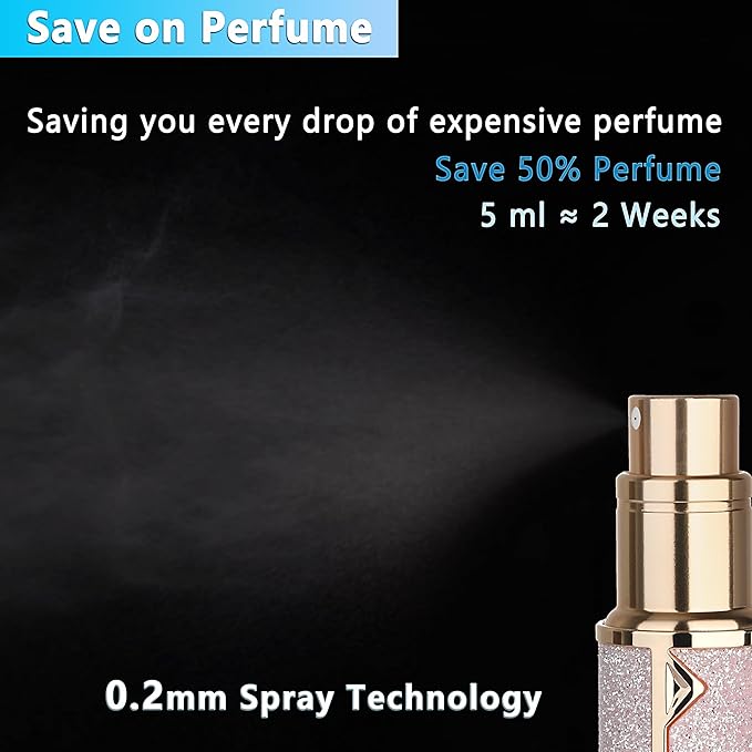 Refillable Travel Perfume Atomizer Bottle - 5ml Luxury Pocket Perfume Dispenser Pump, Travel Perfume Atomiser, Cologne Dispenser, Portable Size Sprayer Bottle for Traveling (Pink - 1)-Velvo Beauty