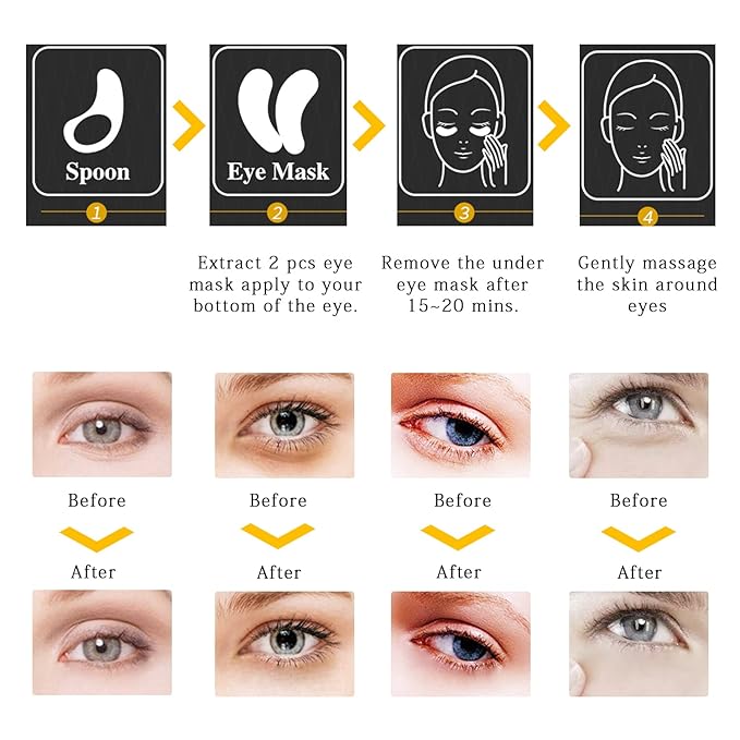 Nuonove 30 Pairs Under Eye Mask, 24k Gold Under Eye Patches, Brightening Eye Mask, Collagen Eye Mask Patches, Gold Eye Patches for Puffy Eyes, Wrinkles, Dark Circles, Eye Bags-Velvo Beauty
