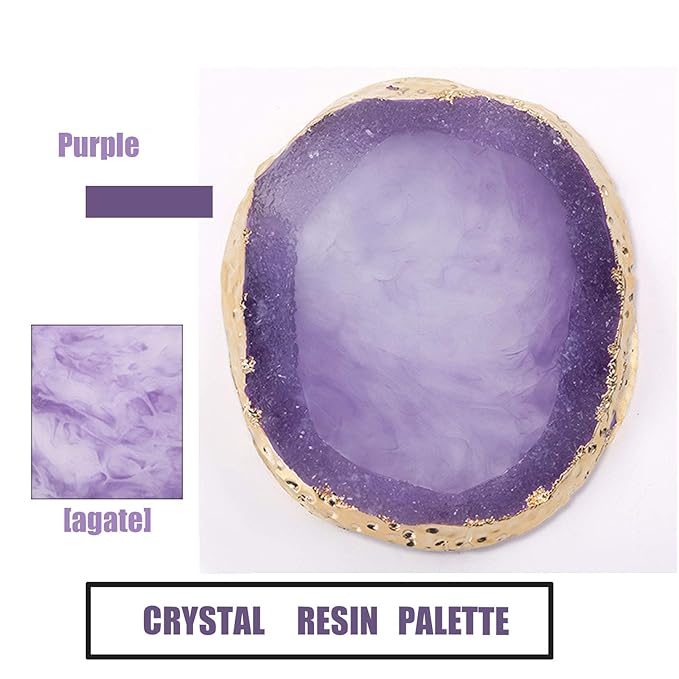 MISUD Resin Nail Art Palette, Golden Edge Paint Drawing Color Palette, Agate Nail Palette Manicure Nail DIY Tool (Purple)-Velvo Beauty
