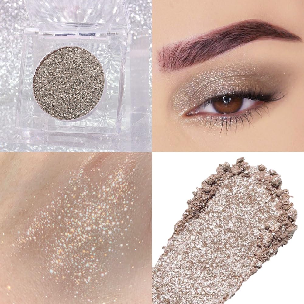 Taupe Gray Brown Monochrome Shimmer Eyeshadow Palette Makeup,Long Lasting Naturing-Looking Lightweight Glitter Single Eyeshadow,Neutral Powde Eye Shadow for Older Women-Velvo Beauty