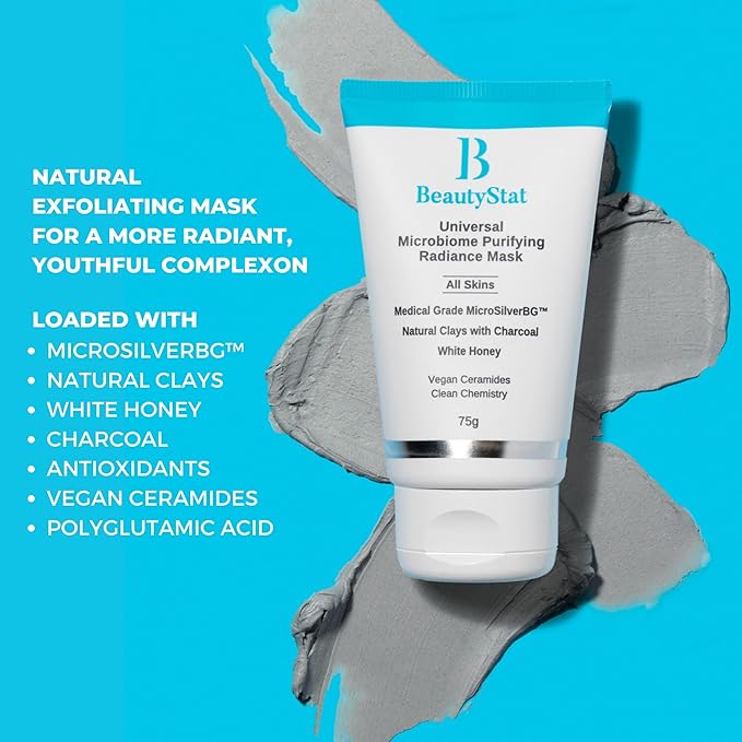 BeautyStat Universal Microbiome Purifying Radiance Mask, Cleansing Mask to Help Dimish Appearance of Pores + Purify Skin with Natural Clays (2.5 oz)-Velvo Beauty