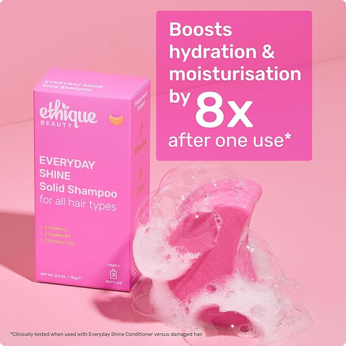 Ethique Everyday Shampoo Bar for soft, shiny hair with Vitamin C - Plastic-Free, Cruelty-Free, Vegan, 3.88 oz - Formerly Pinkalicious-Velvo Beauty