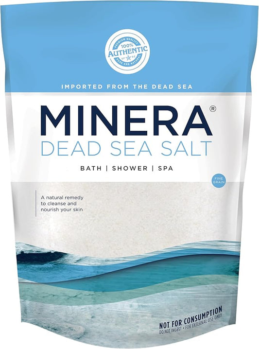 Minera Fine Grain Dead Sea Salt for Bath & Soaking – 19 lbs, Fast-Dissolving, 100% Pure & Natural, Unscented, Skin-Nourishing Bulk Sea Salt-Velvo Beauty