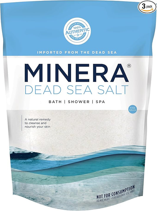 Minera Fine Grain Dead Sea Salt for Bath & Soaking – 57 lbs (3 x 19 lb Bags), Fast-Dissolving, 100% Pure & Natural, Unscented, Skin-Nourishing Bulk Sea Salt-Velvo Beauty