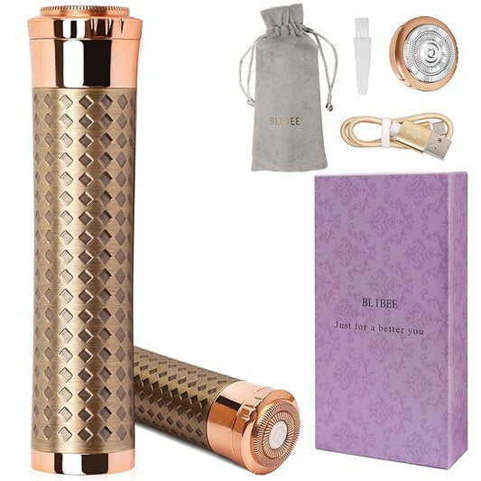 Upgrade Facial Hair Removal for Women, Rechargeable Hair Removal Device, Painless Face Electric Razor/Shaver for Lip, Arms, Face, Peach Fuzz (Coppery)-Velvo Beauty