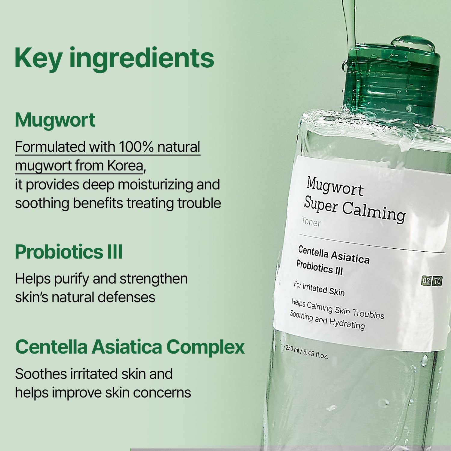 Mugwort Super Calming Toner - Korean Hydrating Toner for face, Purifying Mugwort Essence, Soothing, Calming, Refreshing Facial Toner for Oily, Dry, and Sensitive Skin, Daily Skin Care, 8.45 fl.oz-Velvo Beauty