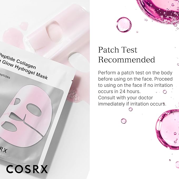 COSRX The Peptide Collagen Lifting Glow Hydrogel Face Masks Skincare 3 EA, Collagen Face Mask, Travel Essentials, Overnight Face Mask, Korean SkinCare-Velvo Beauty