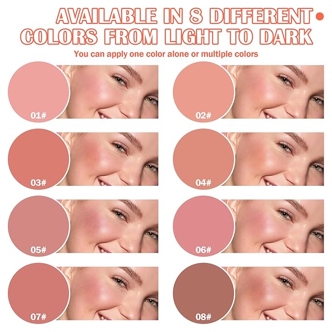 8 Colors Blush Palette,Shimmer Silky Matte Blush Powder Palette,Professional Cute Face Contour Highlighter Blush Palette with Blush Makeup Brush-Velvo Beauty