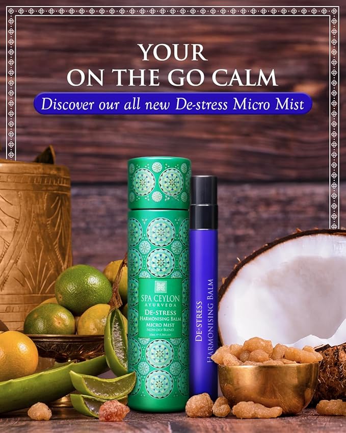 SPA CEYLON DE-STRESS Harmonising Balm micro mist | Instant Cooling Relief | Spray Bottle |Natural & Silicone-Free | Soothes Skin |Paraben-Free | Suitable for all skin types-Velvo Beauty