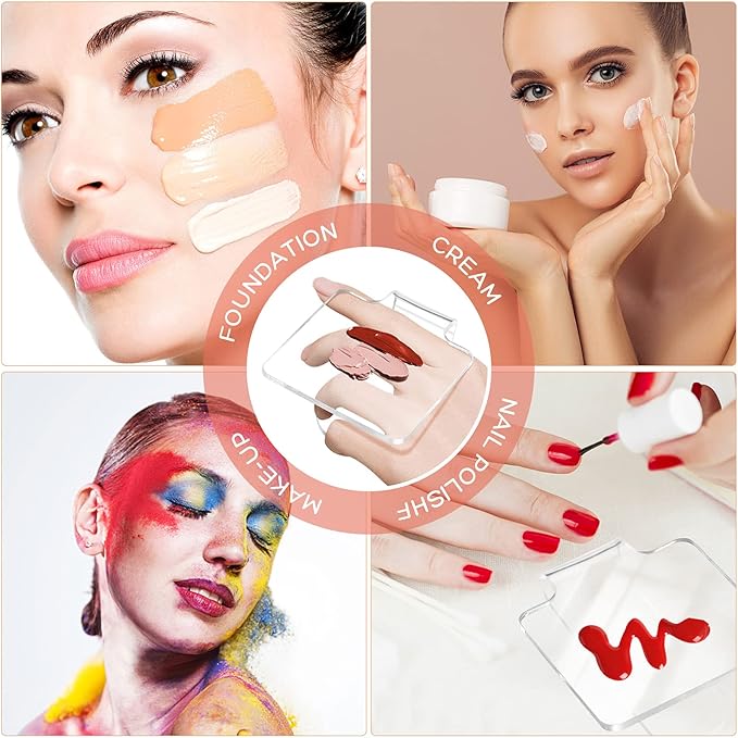 Minkissy 3pcs Makeup Hand Palette Acrylic Nail Art Manicure Palette Makeup Palette Spatula for Home Salon Professional-Velvo Beauty