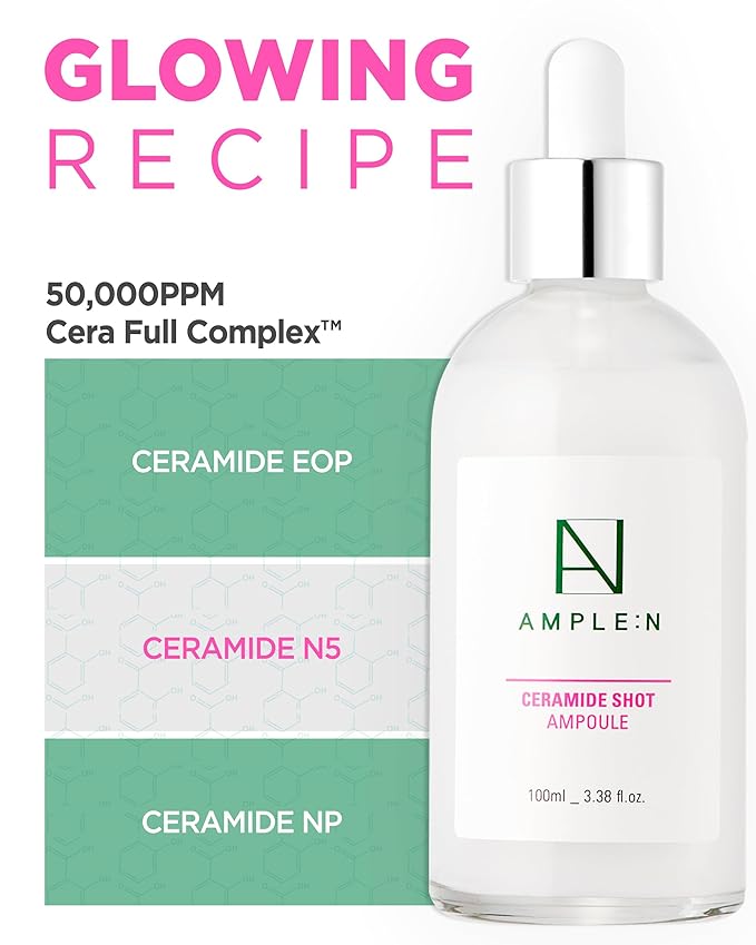 AMPLE:N Ceramide Shot Ampoule – Anti Aging and Hydrating Serum with Ceramide for Deep Moisturization – For Dry & Rough Skin to Reduces Wrinkles & Repairs Skin, 3.38 fl.oz.-Velvo Beauty