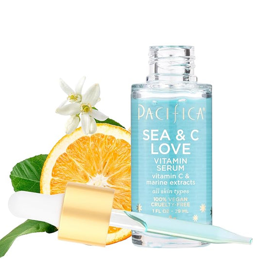 Pacifica Beauty Sea and C Love Vitamin C Serum, Skincare, Hyaluronic Acid, Green Tea, Marine Extracts, Blue Light Protection, Brightening, Lightweight, Face Care, Skin Care Serum, 1 fl oz (1 Count)-Velvo Beauty
