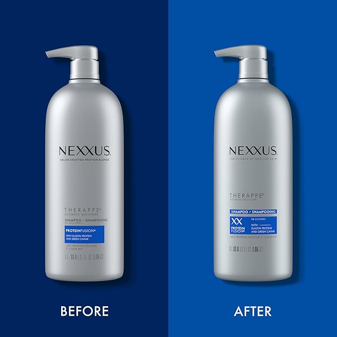Nexxus Therappe Moisturizing Shampoo Ultimate Moisture for Dry Hair Silicone-Free, Moisturizing ProteinFusion with Elastin Protein and Green Caviar 33.8 oz-Velvo Beauty