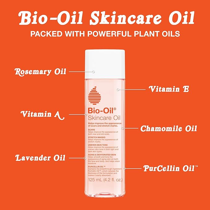 Bio-Oil Skincare Body Oil Serum for Scars and Stretch Marks, Face and Body Moisturizer with Vitamin E & A for Sensitive Dry Skin, Dermatologist Recommended, Non-Comedogenic, 4.2 Oz-Velvo Beauty