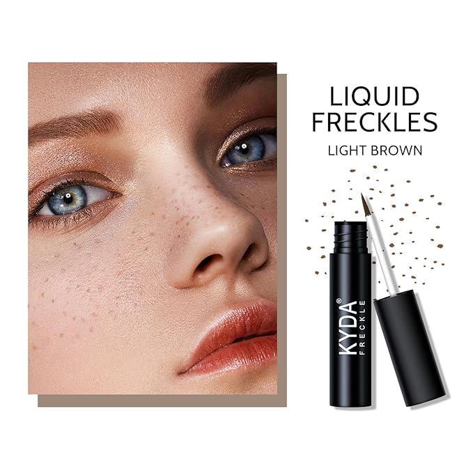 KYDA 2 Colors Liquid Freckle, Natural Freckle Makeup Pen, Longlasting Face Freckle Liquid Makeup, Soft Dot Sopt Pen Magic Freckle Color-Light Brown&Dark Brown-Velvo Beauty