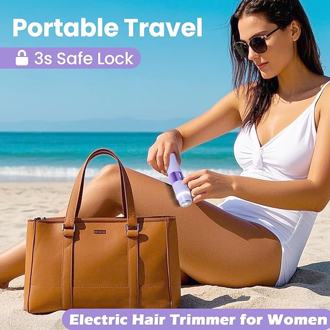 Bikini Trimmer for Women, Glow Aura Womens Shaver, Quiet Dual Head Waterproof Cordless Rechargeable Painless Trimmer for Underarms, Legs, Body (Purple)-Velvo Beauty