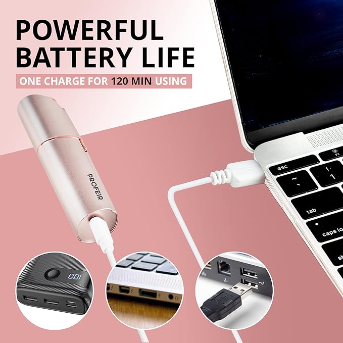 Facial Hair Removal for Women: Electric Hair Removal Device - Rechargeable Painless face Razor for Chin Upper Lip Peach Fuzz with Light (Pink)-Velvo Beauty