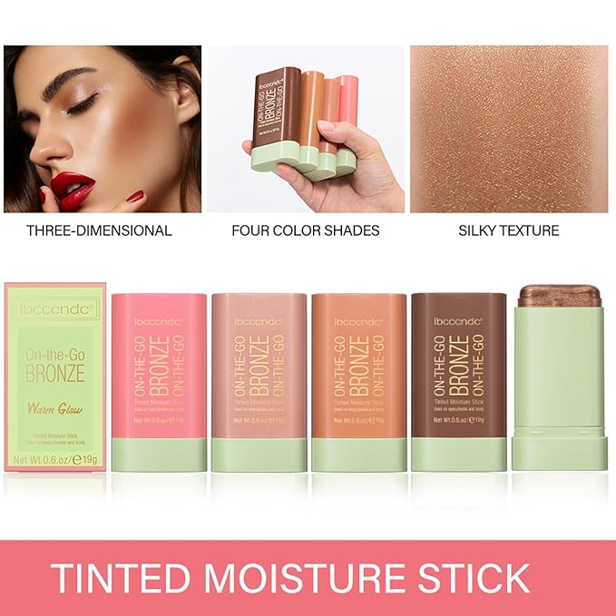 On-The-Go Bronzer Stick,Multi-Use Cream Contour Stick,Natural Long Lasting Face Bronzer,Smooth Highlighter Contour Stick,Bronze Contour Makeup Facial Shaping,01 Warm Glow-Velvo Beauty