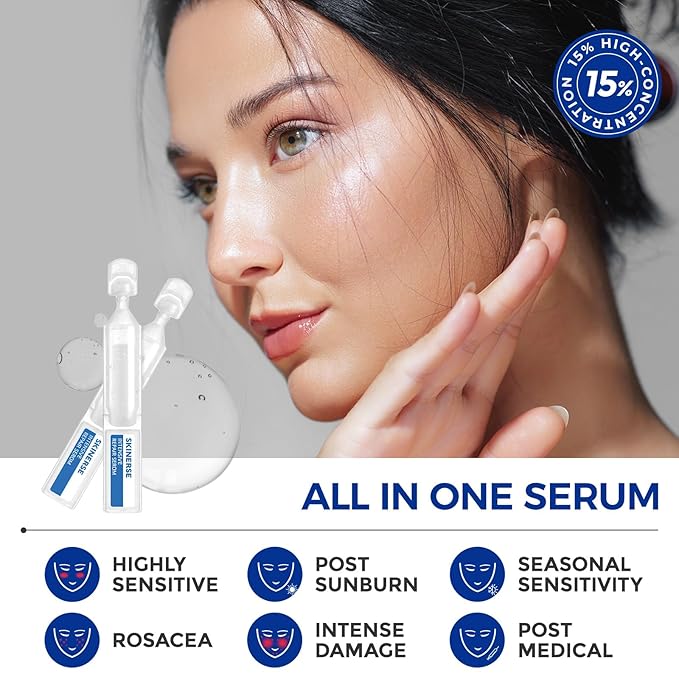 Intensive Repair Serum, 15%Hyaluronic Acid for Sensitive Skin Anti Aging Ultra Hydrating Serum for Face Calming Barrier Repair Redness Relief with Ceramides Centella 30Vials Daily Travel Care-Velvo Beauty