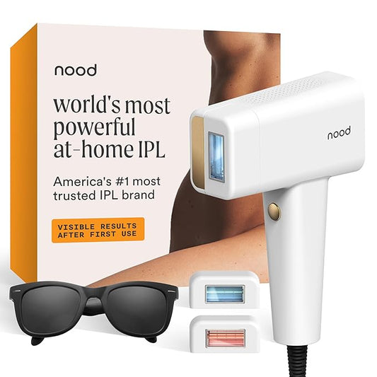 NEW Nood™ Flasher Pro — IPL Laser Hair Removal Device for Women & Men with Sapphire Cooling — Pain-free & Permanent, Visible Results After First Use & Works Everywhere Hair Grows — Gloss White-Velvo Beauty