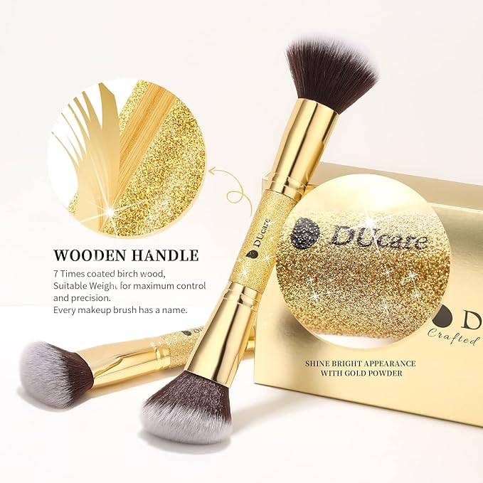 DUcare Makeup Brushes Duo End Foundation Powder Buffer and Contour Brush Synthetic Cosmetic Tools 2Pcs-Velvo Beauty
