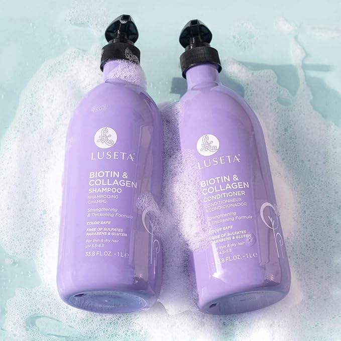 L LUSETA Biotin & Collagen Shampoo & Conditioner Set (2 x 33.8oz) - Thickening for Hair Growth, Infused with Argan Oil to Repair Dry, Damaged Hair-Velvo Beauty