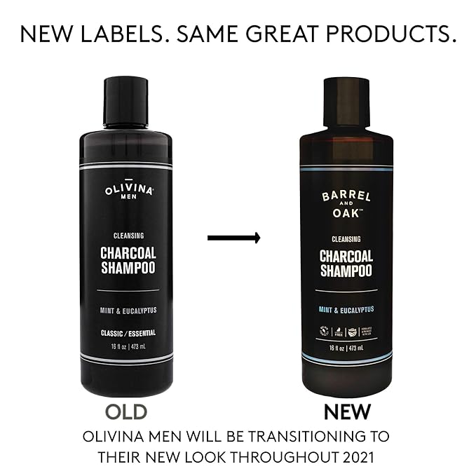Barrel and Oak - Cleansing Charcoal Shampoo, Clarifying Shampoo, Hair Care for Men, Deep Cleans & Purifies, Hydrates & Soothes Dry Scalp, Essential Oil-Based Scent, Vegan (Mint & Eucalyptus, 16 oz)-Velvo Beauty