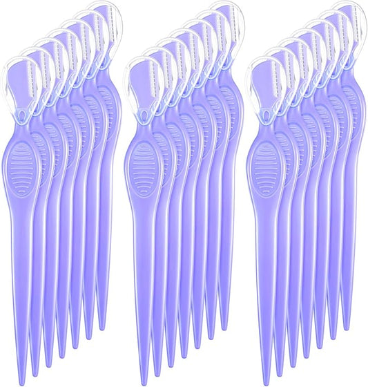 Mudder 21 Pcs Eyebrow Razor Eyebrow Shaver Facial Razor Multipurpose Face Trimmers with Precision Cover for Women Makeup Care Tools(Purple)-Velvo Beauty