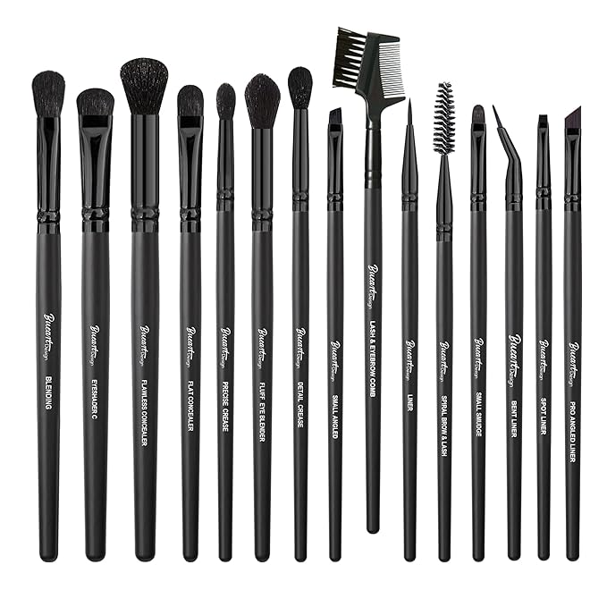 Bueart Design 15Pcs Professional Eyeshadow Brush Set For Eye makeup Blending,Brow grooming,Concealing,eyeshader, With premium ultra soft synthetic vegan Hair-Velvo Beauty