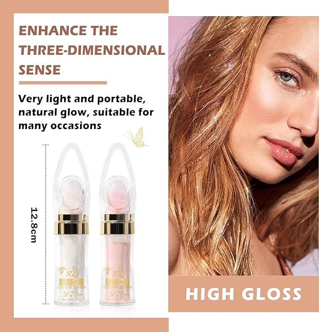 Polvo De Hadas Highlighter Glitter Stick Body Glitter Shimmer Face Brightening Highlighter Contour Powder Makeup Stick Face Blusher Fairy Glitter Highlighter Makeup - 02#Fairy Pink-Velvo Beauty
