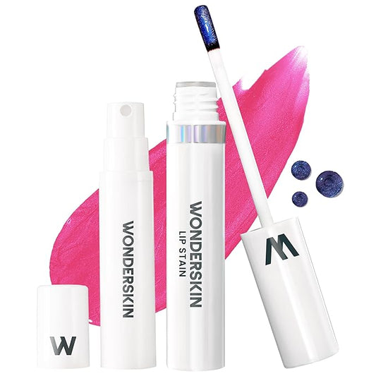 Wonderskin Wonder Blading All Day Lip Stain Peel Off Masque and Reveal Kit - Long Lasting, Waterproof Pink Lip Tint, Transfer Proof Natural Makeup Stain Kit (Neon Rose)-Velvo Beauty