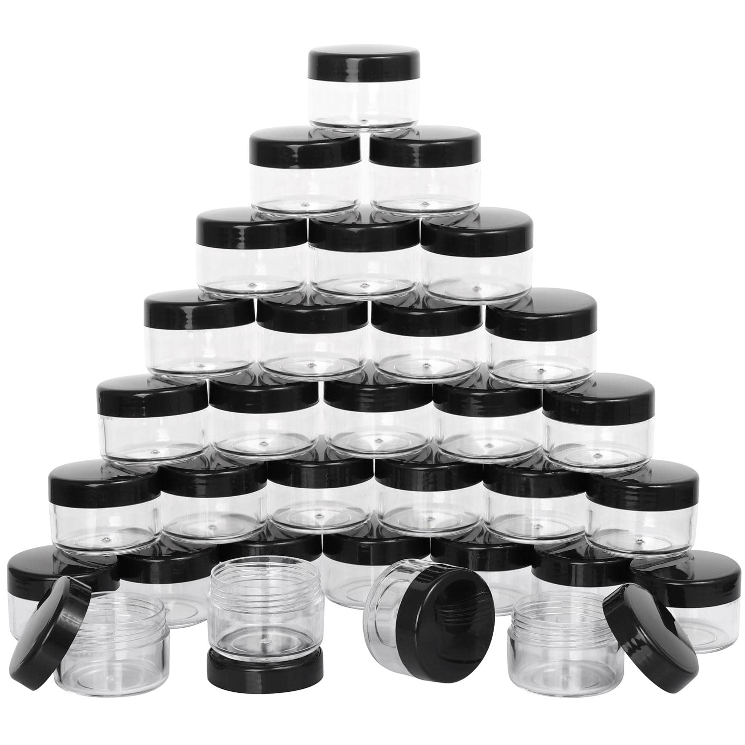 100 Count Small Sample Containers Makeup Jars 15 Gram Cosmetic Containers with Lids Black Traveling Jars Empty Bottles for Toiletries-Velvo Beauty