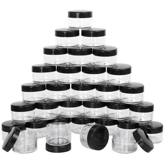100 Count Small Sample Containers Makeup Jars 15 Gram Cosmetic Containers with Lids Black Traveling Jars Empty Bottles for Toiletries-Velvo Beauty