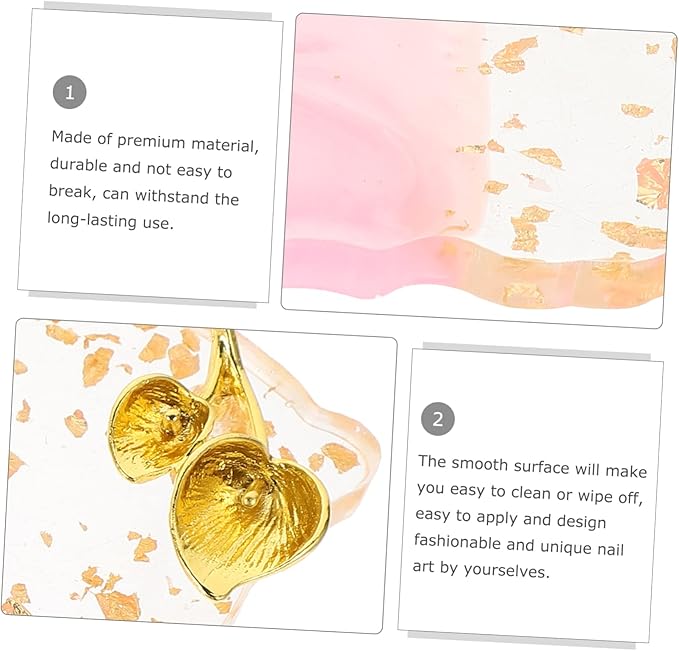 FOMIYES 2pcs Nail Palette Nail Art Gel Nail Art Palette Nail Tool Manicure Display Board Nail Polish Display Board Nail Color Palette Copper Plating Pink Makeup Mixing Plate Nail Art Plate-Velvo Beauty