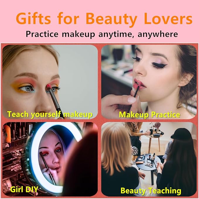 3D Makeup Practice Face, XIJIEMAO Mannequin Head For Makeup, Reusable Silicone Full Makeup Mannequin Head With Stand And Brush Set, Eye Shadow Makeup Face Board, Emerging Makeup Artist, Girl'S Gift-Velvo Beauty