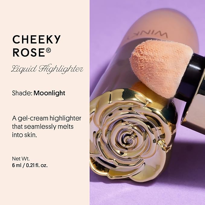 Winky Lux Cheeky Rose Liquid Highlighter, Gel Cream Blush Wand, Blendable & Buildable Pigment, Long Lasting Weightless, Moonlight-Velvo Beauty