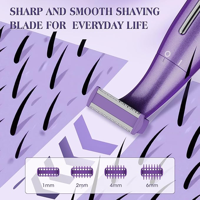 Electric Razor for Women,6 in 1 Women's Bikini Trimmer Shaver for Women & Men Pubic Hair, Private Area, Legs, Eyebrow,Face, Nose, Eyebrow, Body Hair Removal IPX5 Waterproof Wet & Dry-Velvo Beauty