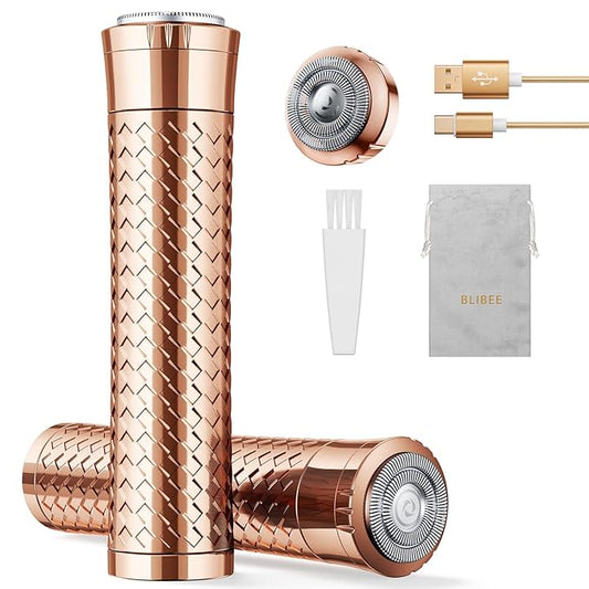 Facial Hair Removal for Women, Rechargeable Hair Removal Device, Painless Face Electric Razor/Shaver for Lip, Arms, Face, Peach Fuzz (Gold)-Velvo Beauty