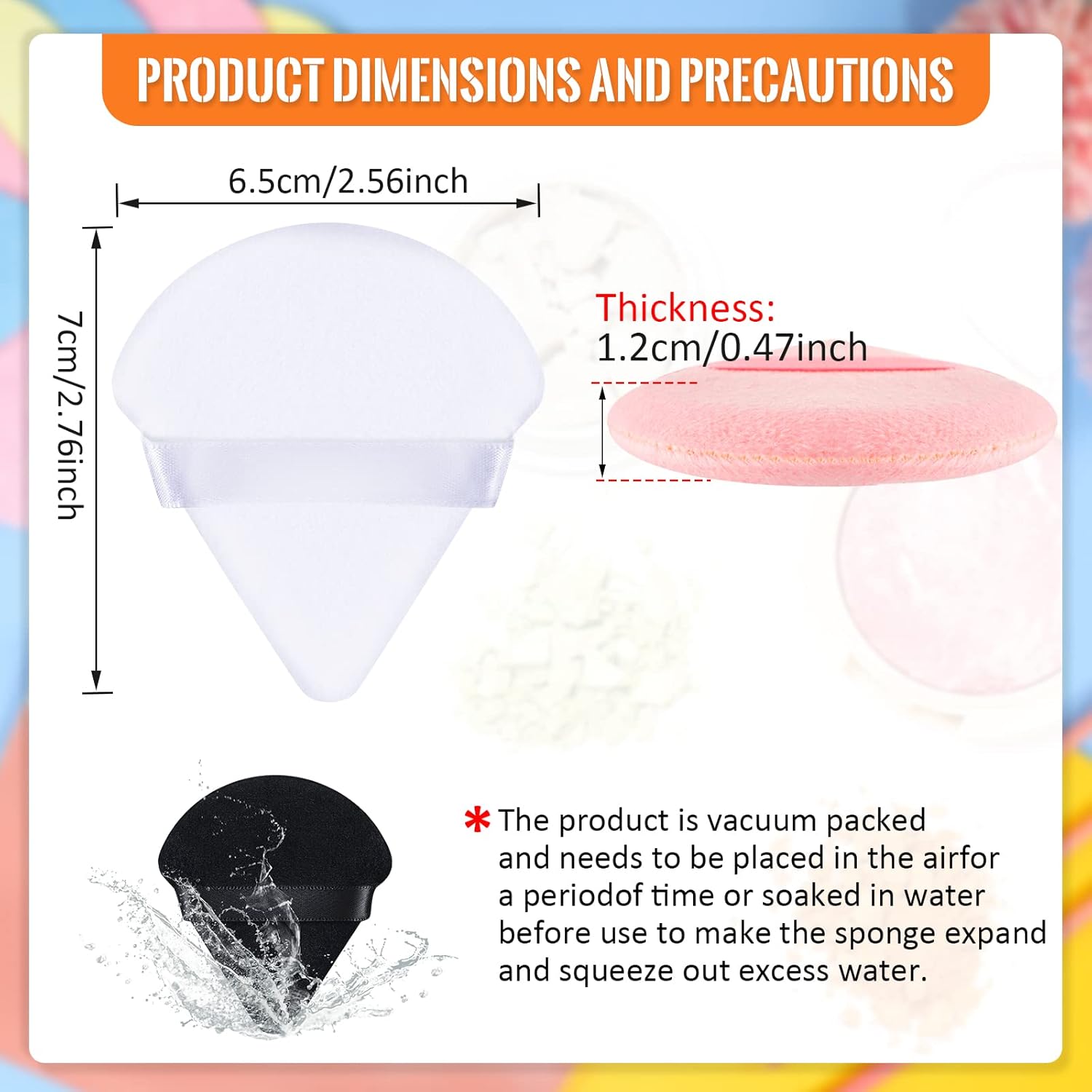 Meanplan 100 Pcs Powder Puff Face Soft Makeup Sponge Triangle Powder Puffs for Loose Velour Cosmetic Foundation Wet Dry Sponge Makeup Tools(Black, White, Pink)-Velvo Beauty