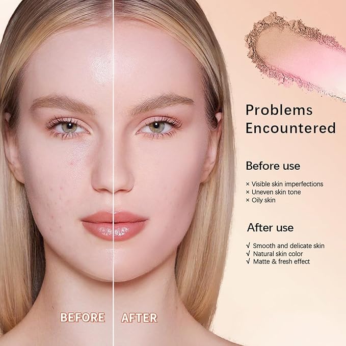 Baked Foundation, Coror Correcting Baked Foundation,Buildable Coverage, Lightweight Powder Foundation, Creates a Perfect Canvas and a Natural Semi-Matte Finish(01# Porcelain)-Velvo Beauty
