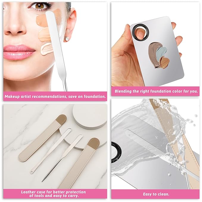 Makeup Mixing Palette, 5 Piece Set Makeup Palette Tray, Foundation Mixing Palette with Stir Stick, Spatula for Foundation Eye Shadow Lipsticks-Velvo Beauty