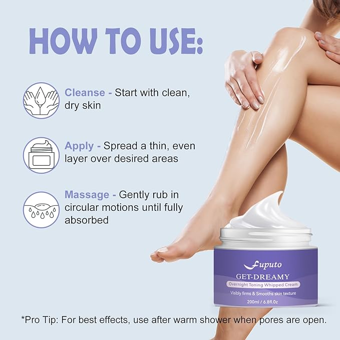 Get Dreamy Overnight Toning Whip - Body Firming Cream for Women, 6.76 oz Sleep & Sculpt Night Cream, Reduces the Appearance of Body Skin Laxity for Mulated for All Skin Types (200ml)-Velvo Beauty