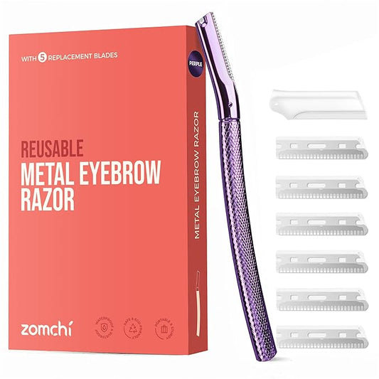 ZOMCHI Eyebrow Razor, Face Razors for Women&Men, Eyebrow Trimmer Shaper with Precision Cover, Facial Shaver with 6 Blades (Purple)-Velvo Beauty