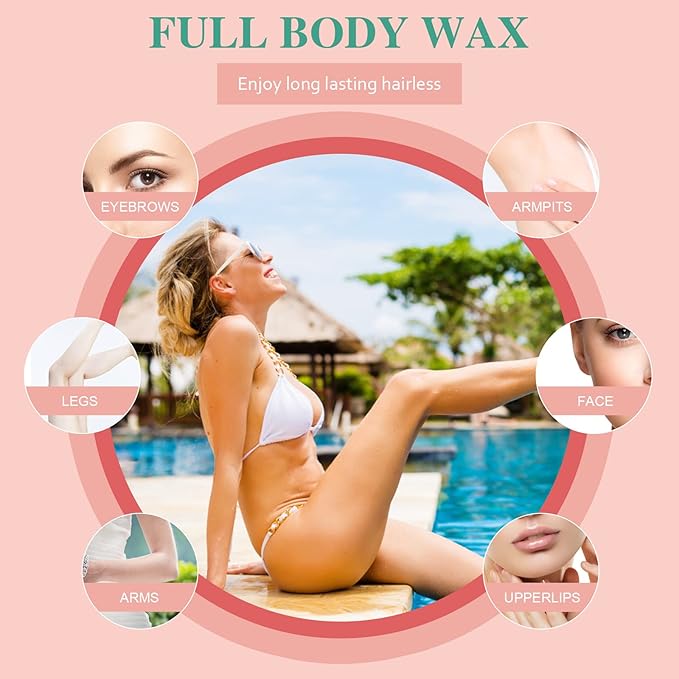 Wax Beads Bulk, 52.8oz Depilatory Painless Wax Beans Quick Hair Removal for Body Skin, Long Lasting for Back, Chest, Leg, At Home Waxing Choice-Velvo Beauty