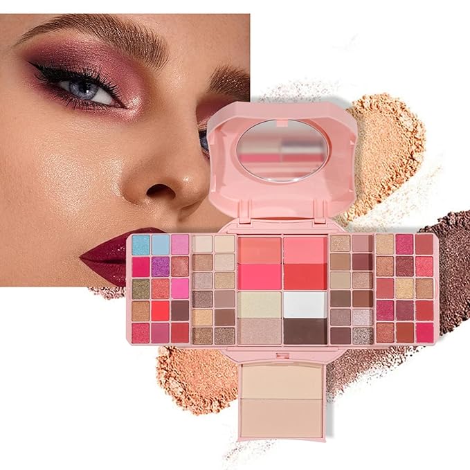 Makeup Eyeshadow Palettes,64 Colors Protable Multifunction Blush Highlighter Contour Palettes with Matte Shimmer Pearl Makeup Effect for Daily Party Makeup - High Pigment Waterproof #6-Velvo Beauty