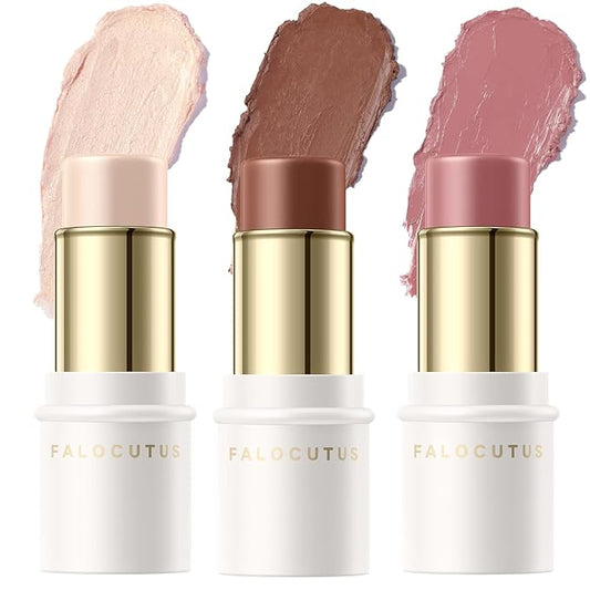 3 Pcs NEUTRAL Contour Stick Set,Cream Blush & Highlighter Bronzer Pen,Long Lasting & Smooth Natural Face Contouring Illuminator,Professional Makeup Kit for All Skin-Velvo Beauty
