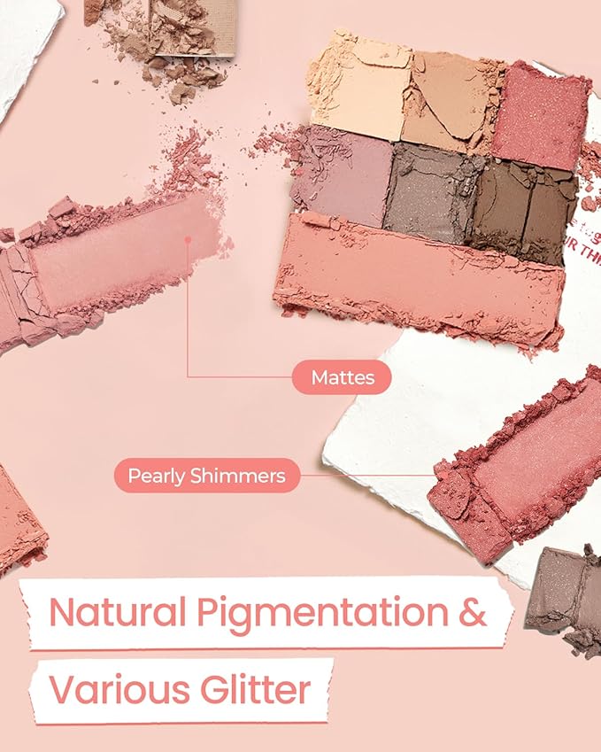 AMTS True Beauty Dear Rose Eyeshadow Palette, Matte Shimmer Glitter Highly Pigmented, Long Lasting, Cheek blush, K Beauty, Korean makeup-Velvo Beauty