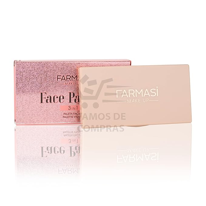 FARMASI Makeup Face Palette, Trio Eyeshadow, Long Lasting Face Sculpting, Blush and Highlighter Powder, Glow Contour Shadow Bronzer, All Skin Types, 0.52 oz. / 15 g (3 in 1 Face Palette)-Velvo Beauty
