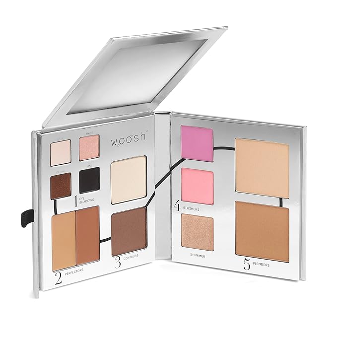Woosh Beauty, Fold out Face Original Makeup Palette, Travel, All in One, Neutral Cream & Powder (#3 Medium)-Velvo Beauty