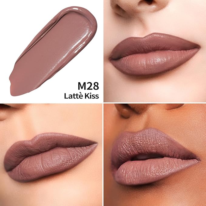 Oulac Matte Liquid Nude Lipstick for Women, Long Lasting Lipstick Waterproof Lip Stain, No Transfer, Creamy High Pigmented Formula with Rose Oil, Vegan & Cruelty-Free M28-Velvo Beauty